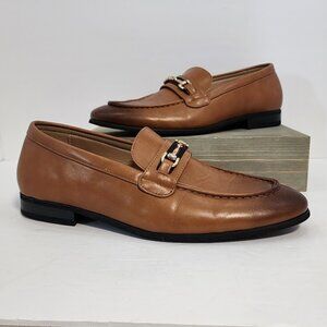 AZARMAN Cognac Brown Slip On Loafers With Buckle Mens Size 10.5